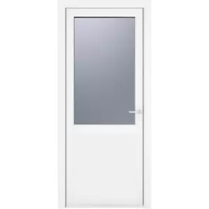Image of Crystal uPVC Single Door Half Glass Half Panel Left Hand Open In 920mm x 2090mm Obscure Double Glazed White (each)