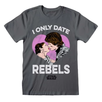Image of Star Wars - Only Date Rebels Unisex Medium T-Shirt - Charcoal