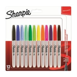 Image of Sharpie Permanent Markers Fine Tip Assorted Colours 12 pack