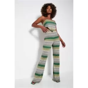Image of I Saw It First Green Slinky Printed Flared Trouser - Green
