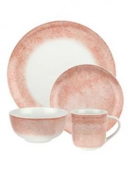 Image of Crackle Pink Porcelain 16 Piece Dinner Set