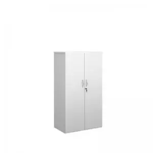 Image of Duo double door cupboard 1440mm high with 3 shelves - white