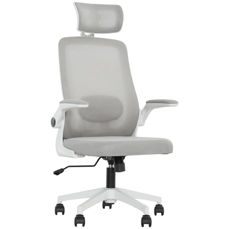 Image of HOMCOM HOMCOM Executive Office Chair, Ergonomic Mesh Desk Chair with Lumbar Support in Grey Grey One Size Unisex 5063603668416