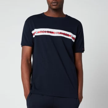 Image of Tommy Hilfiger Mens Logo Crewneck T-Shirt - Desert Sky - M