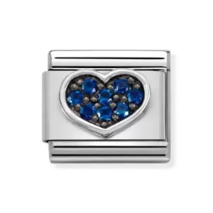 Image of Nomination Classic Silver Heart Blue CZ Charm