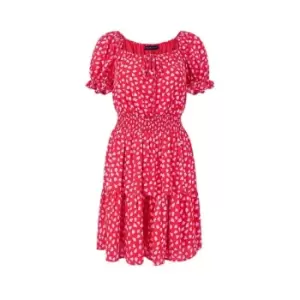 Image of Mela Red Heart Printed Bardot Skater Dress - Red