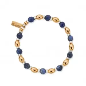 Image of Gold And Silver Shiny Oval Sodalite Bracelet GMBSBCR
