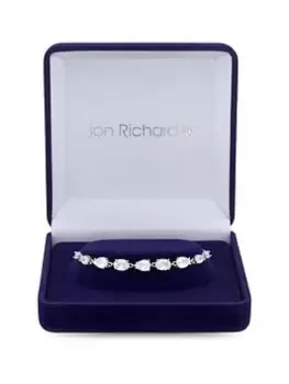 Image of Jon Richard Rhodium Plated Cubic Zirconia Pear Toggle Bracelet - Gift Boxed