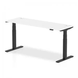 Image of Air 1800 x 600mm Height Adjustable Desk White Top Cable Ports Black