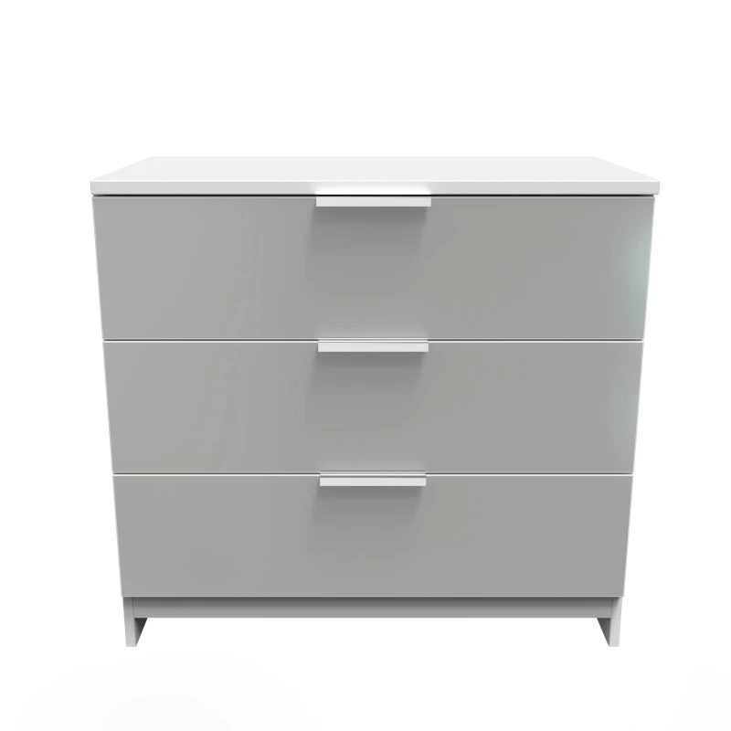 Image of Poole 3 Drawer Chest In Uniform Grey & White (Ready Assembled)