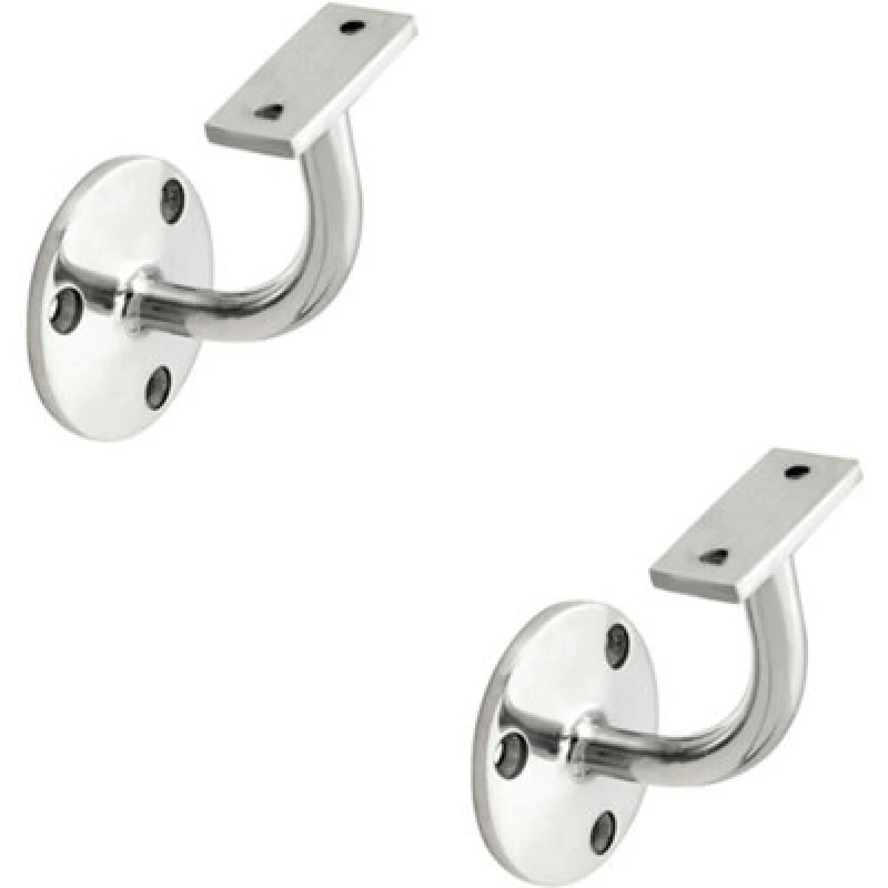 Image of Loops 2x Heavyweight Handrail Bannister Bracket 80mm Projection Polished Chrome Multi unisex