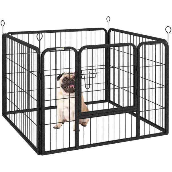 Image of Metal Pet Playpen Dog Kennel w/Door Latches In/Outdoor Use 82Lx82Wx60Hcm - Grey - Pawhut