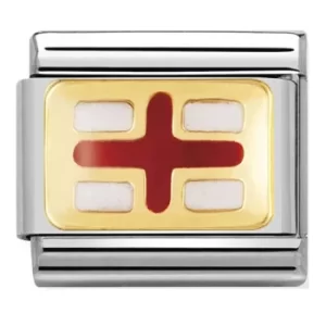 Image of Nomination CLASSIC Gold Flags Red and White England Flag Charm...