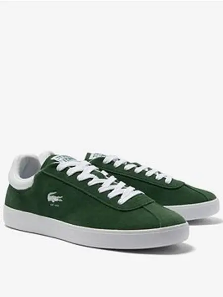 Image of Lacoste Dark Green / White Baseshot Suede Trainers Green Male 8 191191UK