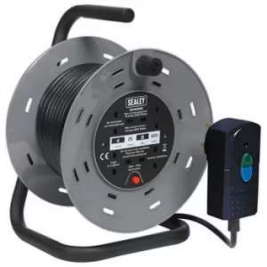 Image of Sealey BCR25RCD Cable Reel 25mtr with RCD Plug 2 x 230V