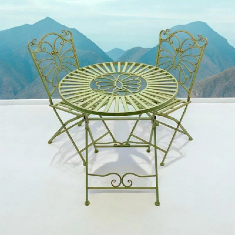 Image of MSL Premium Leaf Green Bistro Set - Foldable, Sturdy, and Versatile - Perfect for Relaxing Outdoors