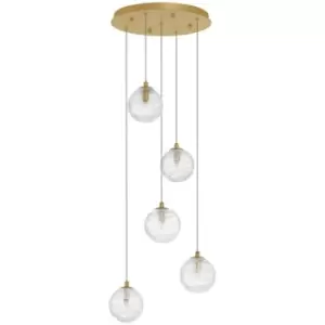 Image of Netlighting Merano Killeen 5 Light Cluster Pendant Ceiling Light Brass Gold Meta