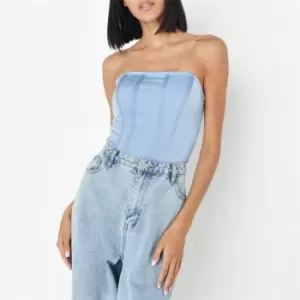 Image of Missguided Bandeau Corset Top - Blue
