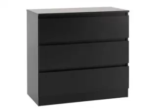 Image of Seconique Malvern Black 3 Drawer Low Chest of Drawers