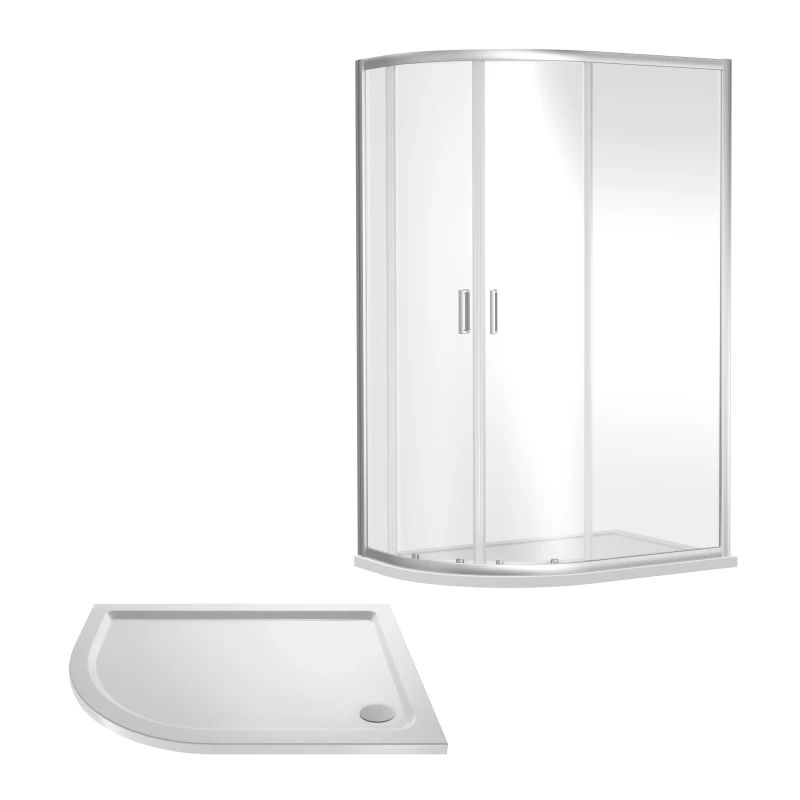 Image of Balterley Offset Left Hand Quadrant Slimline Tray Chrome White 1200x 800mm White