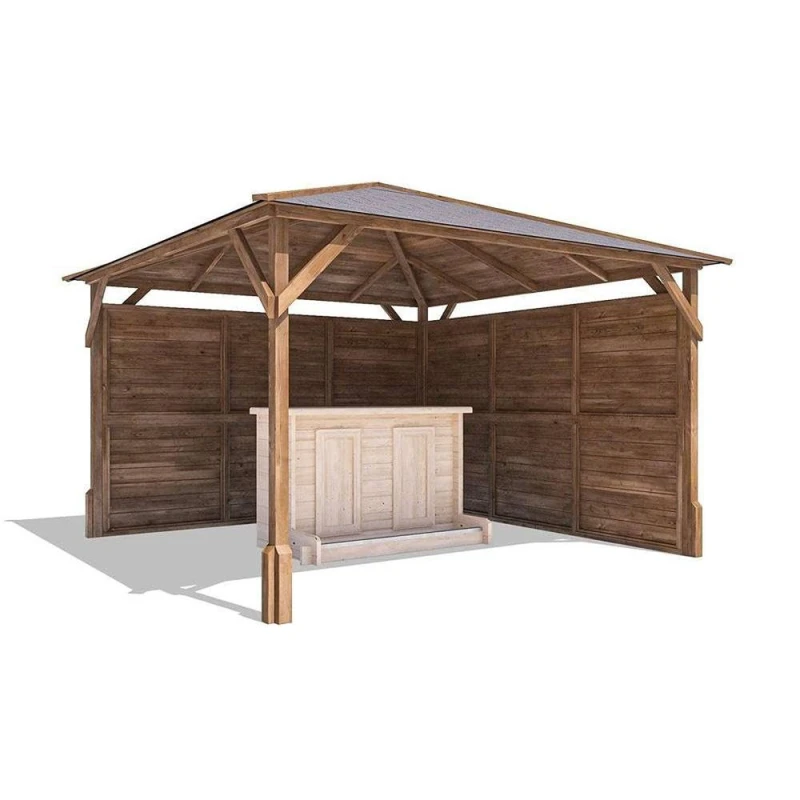 Image of Dunster House Garden Bar Gazebo 3M X 3M Utopia Heavy Duty Garden Shelter With Log Bar Included