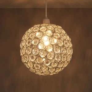 Image of Zoe Clear Crystal Effect Beaded Rings Pendant Light Shade D240mm