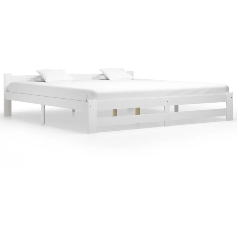 Image of VIDAXL Bed Frame without Mattress White Solid Pine Wood 200x200cm Vidaxl 8720286289877