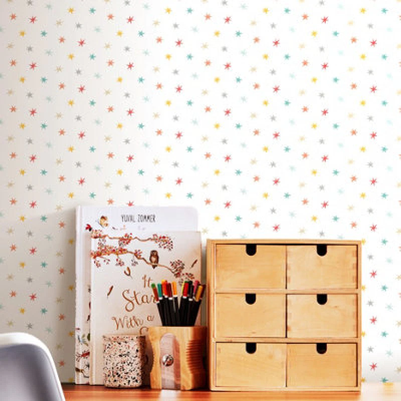 Image of Hoopla Walls Twinkle Stars Ginger & Denim 10M Wallpaper