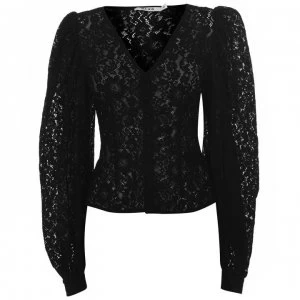 Image of NA-KD Puffy Sleeve Lace Blouse - Black