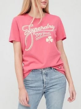 Image of Superdry Workwear Graphic Tee - Rose, Rose, Size 10, Women