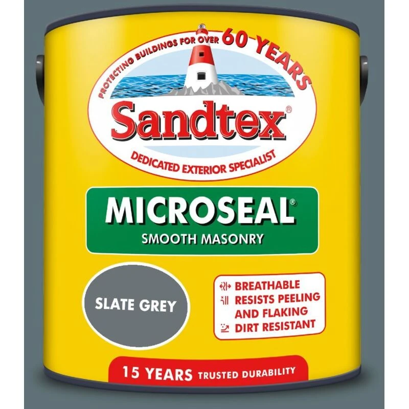 Image of Sandtex Microseal Smooth Masonry Paint - Slate Grey, 2.5L 840785