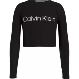 Image of Calvin Klein Inst Silver Logo Ls T-Shirt - Black