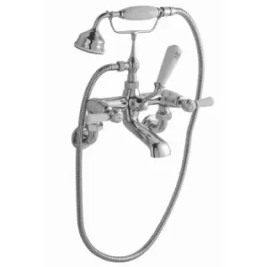 Image of Topaz Dome Lever Bath Shower Mixer Wall Mounted - White Indices - Hudson Reed