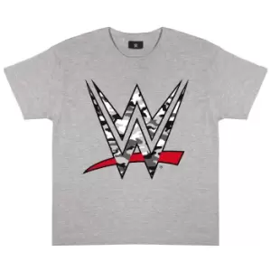 Image of WWE Girls Camo Logo Heather T-Shirt (12-13 Years) (Heather Grey)