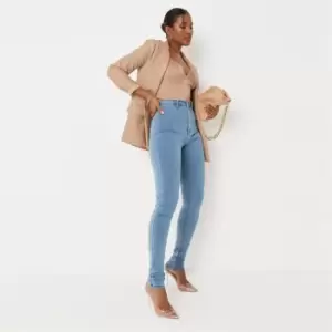 Image of Missguided Light Wash Skinny Jeans - Blue