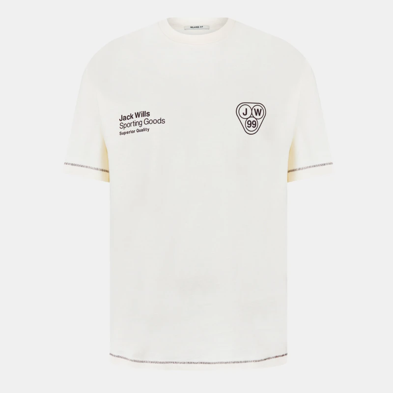 Image of Jack Wills Mens Superior Regular Fit T-Shirt Cream male S