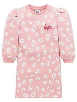 Image of Hype Girls Leoapard Sweat Dress - Pink, Size 3-4 Years, Women
