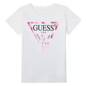 Image of Guess BELINDA Girls Childrens T shirt in White. Sizes available:2 ans,3 ans,4 ans,6 ans