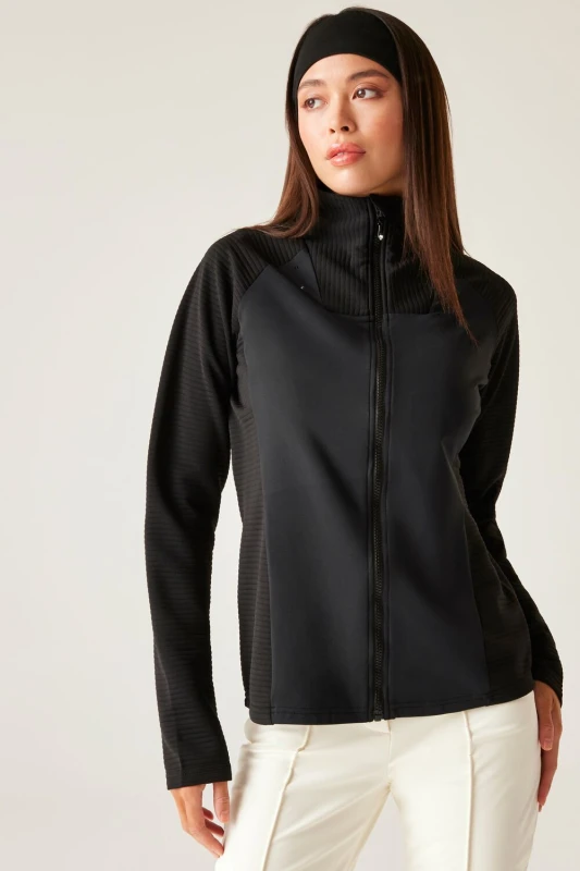 Image of Dare 2b Womens Sleek Full Zip Stretch Insulating Midlayer in Jet Black Size: 10 Jet Black Female 10