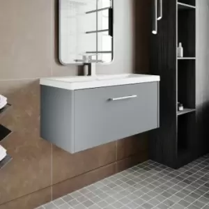 Image of Hudson Reed Juno Wall Hung 1-Drawer Vanity Unit with Basin 2 800mm Wide - Coastal Grey