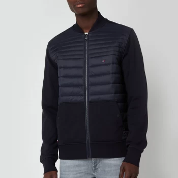 Image of Tommy Hilfiger Mens Mixed Media Baseball Jacket - Desert Sky - S