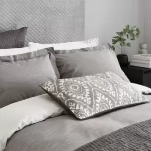 Image of Bedeck of Belfast Kayah Woven Check Super Kingsize Duvet Cover, Charcoal
