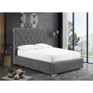 Image of Meripa Bed Small Double Plush Velvet Grey
