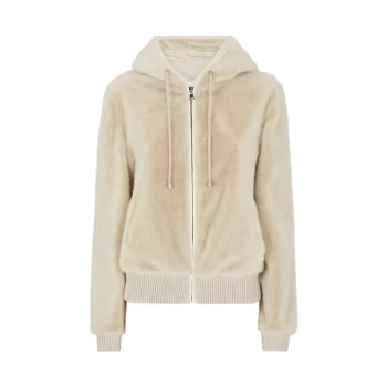 Image of James Lakeland Faux Fur Bomber Jacket - Beige