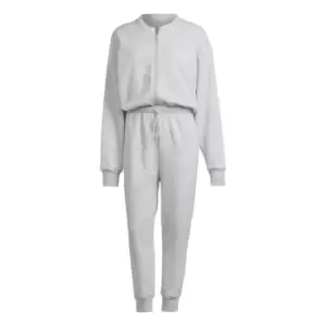 Image of adidas Studio Lounge 7/8 Length Fleece Onesie Womens - Light Grey Heather