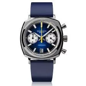 Image of Duckworth Prestex Watch Chronograph 42 Blue Sunburst Blue Rubber Limited Edition