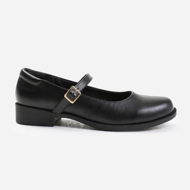 Image of Wheres That From Black Pu Kingston Bucke Low Heel Loafers Black 4