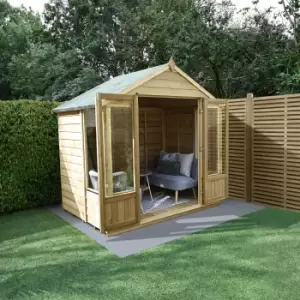 Image of Forest Garden Oakley 7X5 Apex Overlap Solid Wood Summer House With Double Door (Base Included)