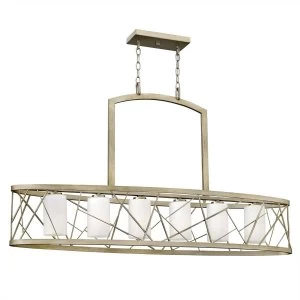 Image of 6 Light Ceiling Island Pendant Bar Chandelier Silver Leaf, E27