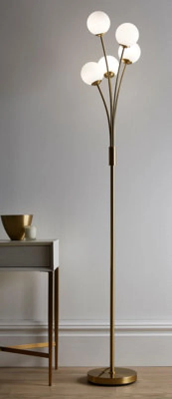 Image of K Living Mabel 5 Light Satin Brass Floor Lamp